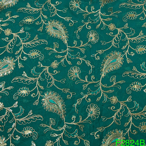 Zari Sequins Embroidered Georgette Fabric-FR2824